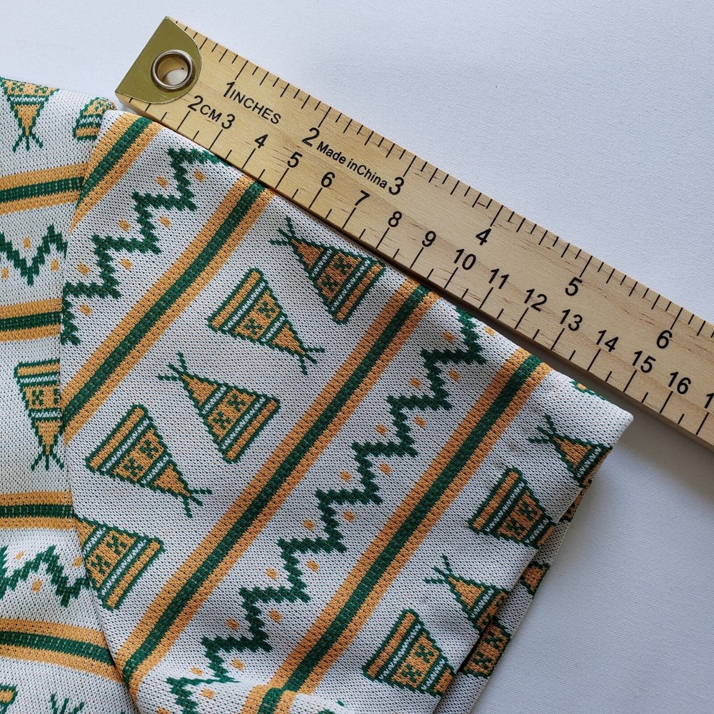 Vtg Sears Roebuck Girls Green Dress Zig Zag Teepee Pattern Drop Waist Sz 10 - Picture 10 of 13